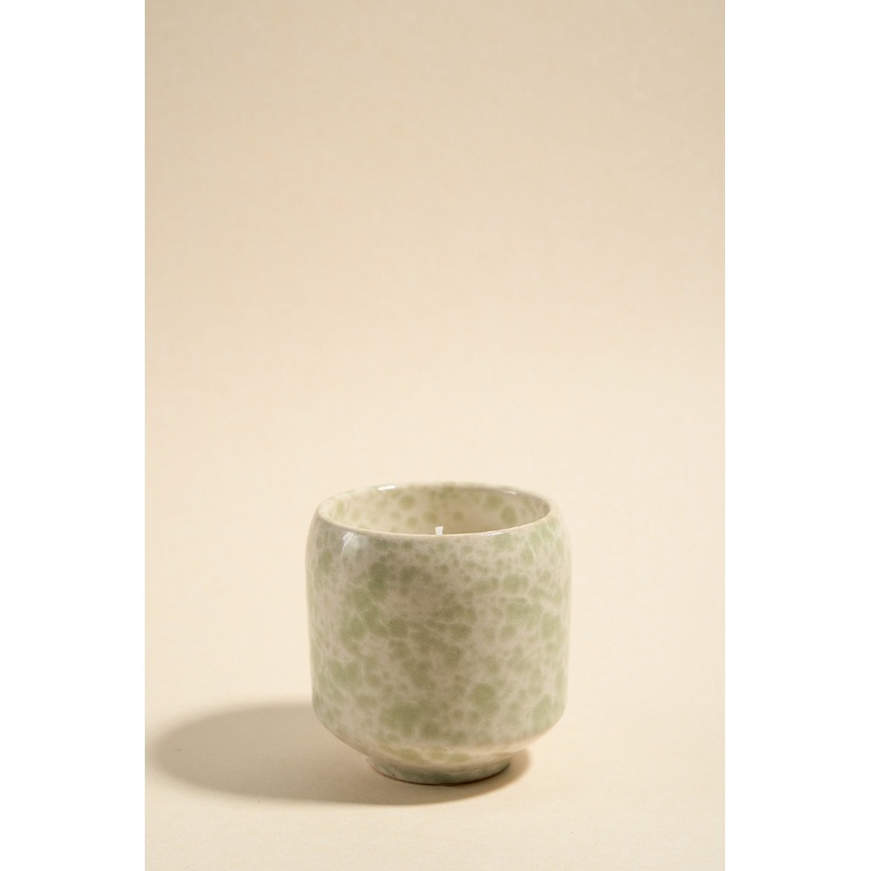 Ivory Green Splash Glazed Ceramic Soy Wax Candle