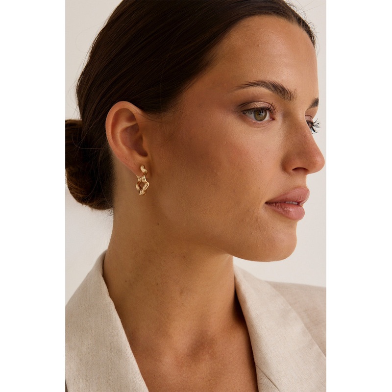 Large Wavey Hoop Gold Earring