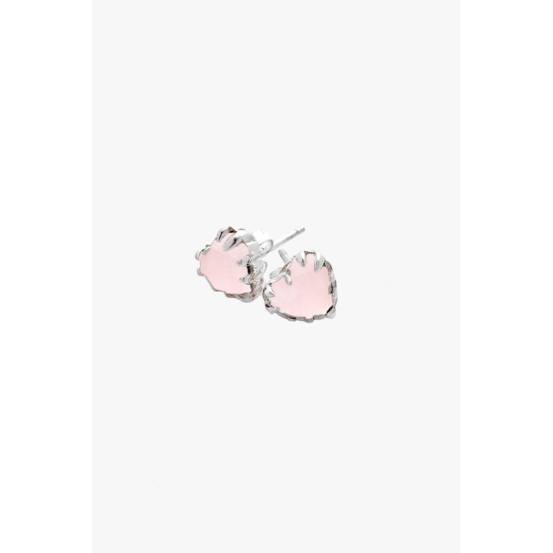 Love Claw Rose Quartz Stud Earrings