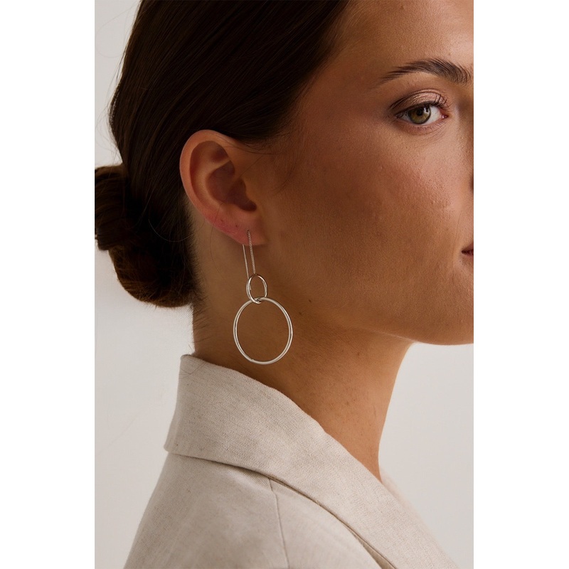 Modern Double EOL Circle Rhodium Threads