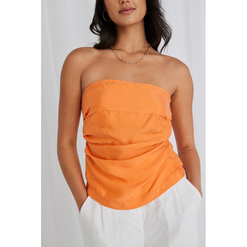 Observation Mandarin Cupro Strapless Top