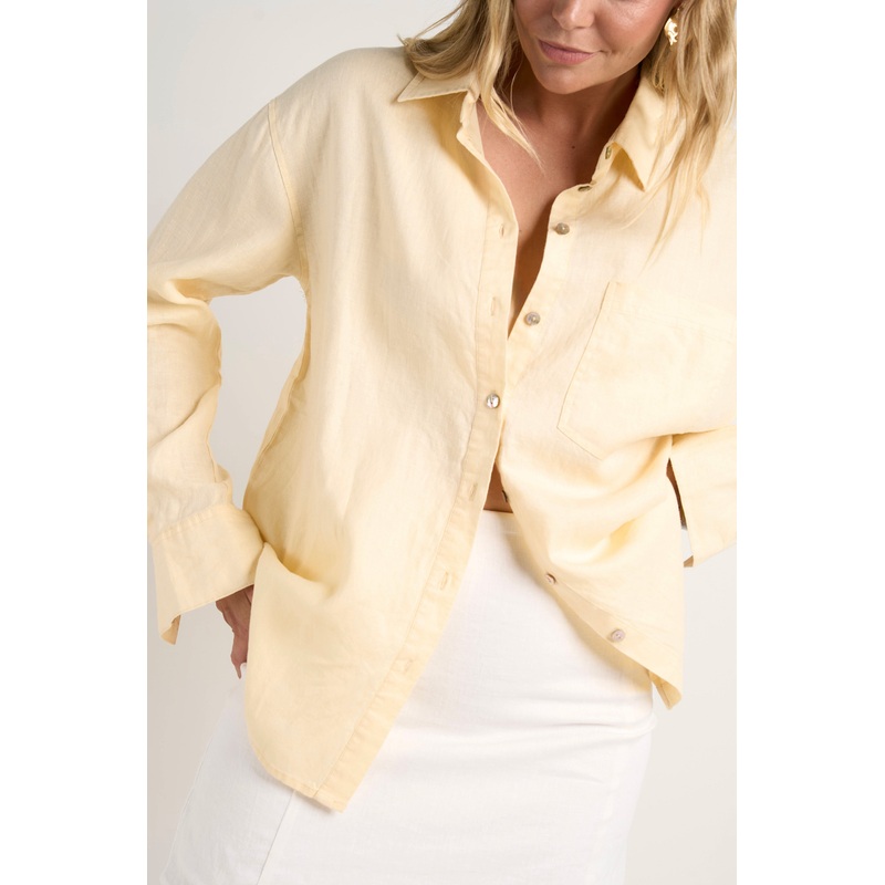 Optimum Lemon Linen Oversized Shirt