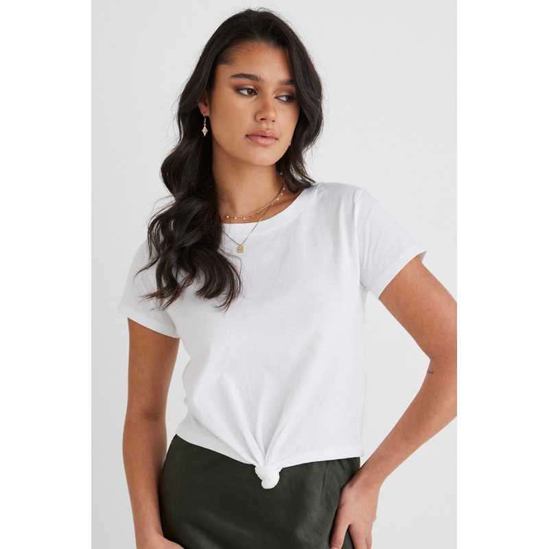Timely White Tie Front Organic Tee