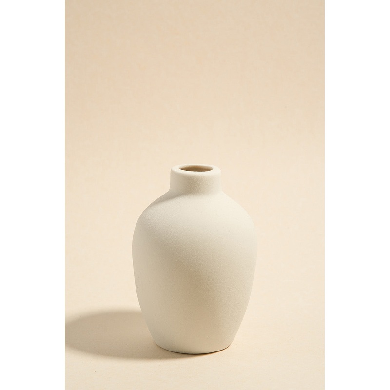 White Textured Ceramic Small 11cm Flower Vase