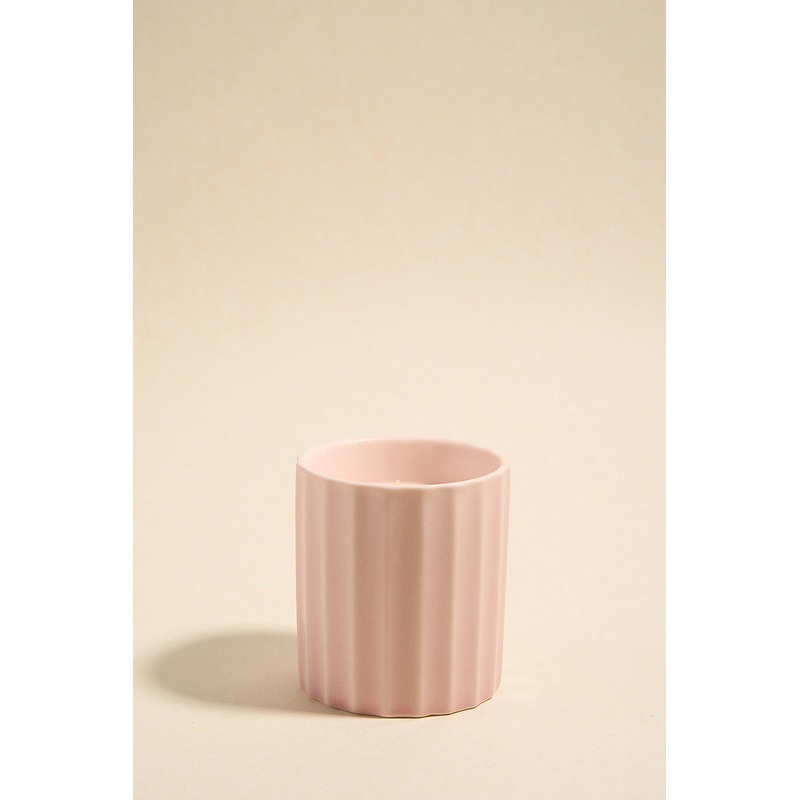 Wide Rib Blush Ceramic Scented Candle
