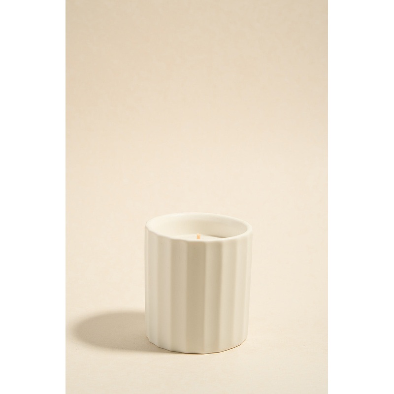 Wide Rib White Ceramic Scented Candle