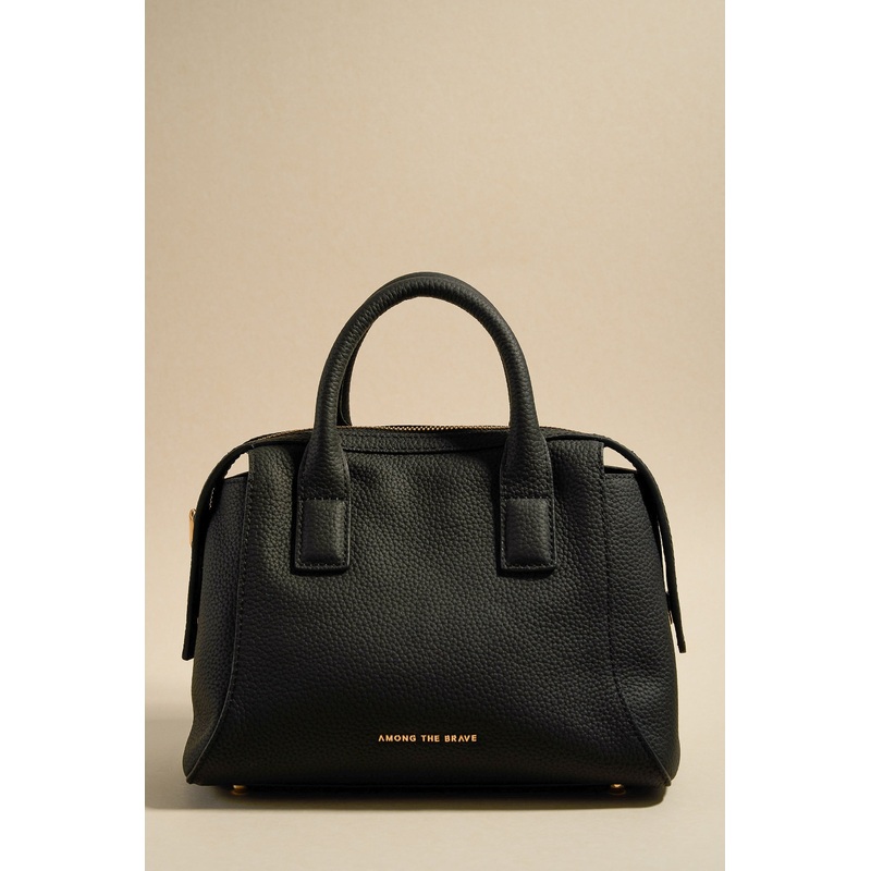 Amalfi Black Leather Double Handle Shoulder Bag
