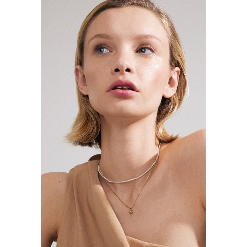 Arlet Heart Pendant Double Gold Plated Necklace