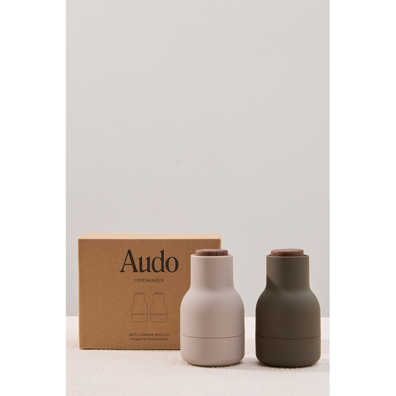 Bottle Grinder Hunting Green Beige with Walnut Lid 11.5cm 2 pack