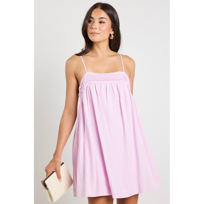 Cabana Pink Lilac Strappy Tie Back Mini Dress