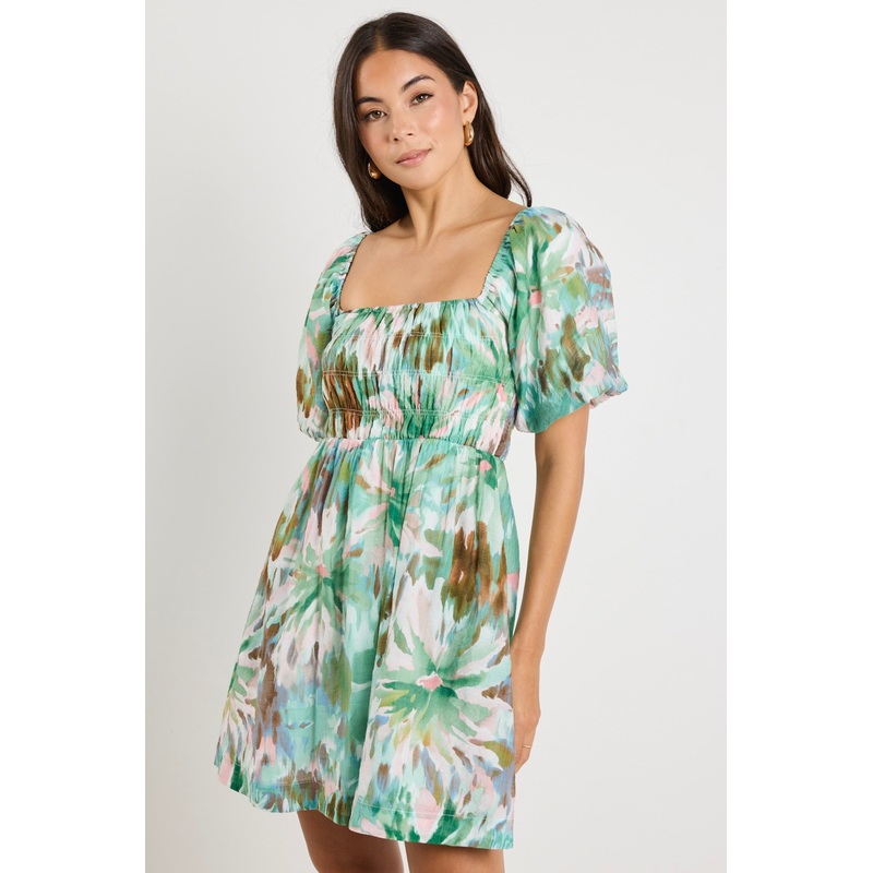 Dance Jungle Puff Sleeve Mini Dress