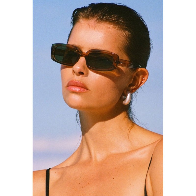 Dynamite Tobacco Rectangle Khaki Mono Lens Sunglasses