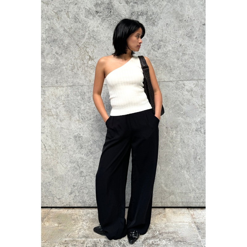 Instinctive Black Recycled Stretch Back Wide Leg Pant