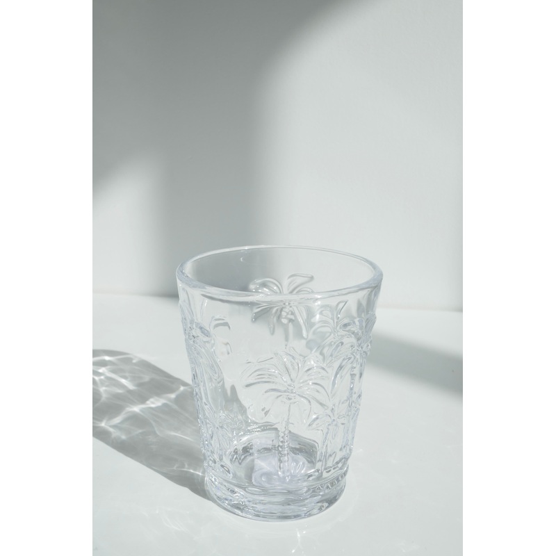 Oasis Etched Palm Clear 9x10cm Drinking Glass