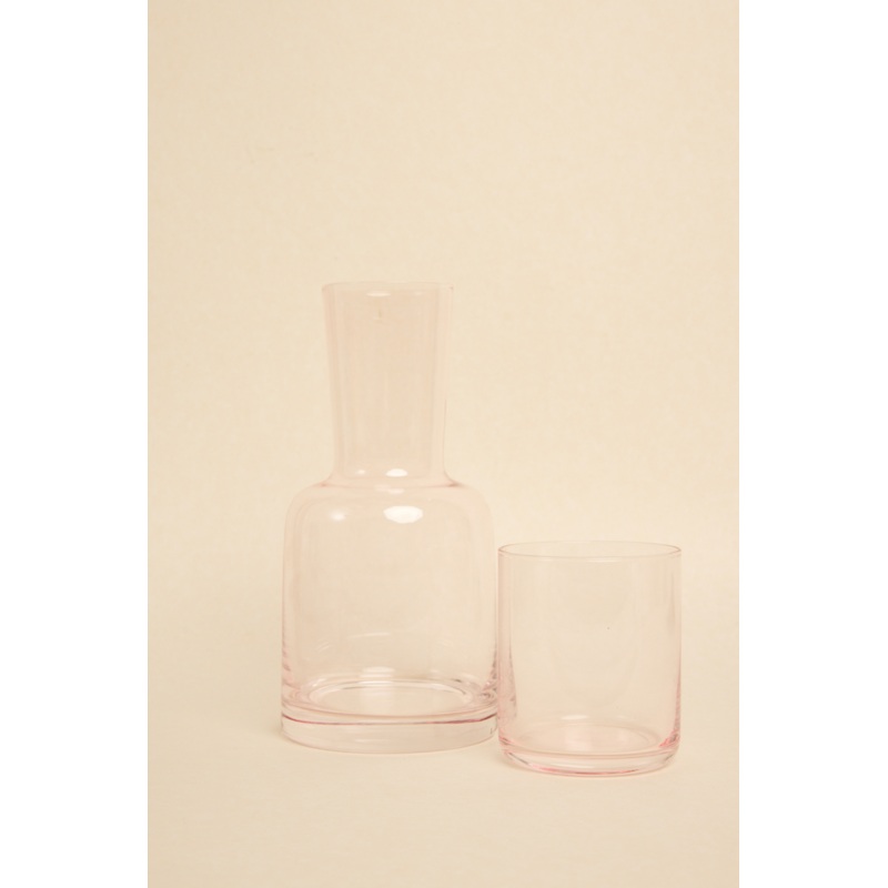 Pink Carafe with Drinking Glass