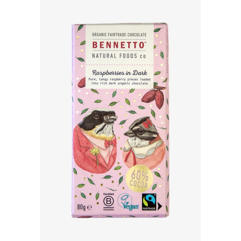 Raspberries 80g Pink Dark Fairtrade Chocolate