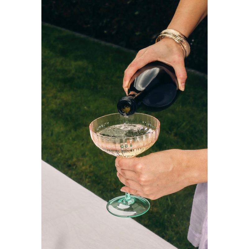 Ripple Pink Green Martini Glass