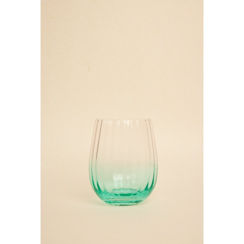 Ripple Pink Green Stemless Wine Glass