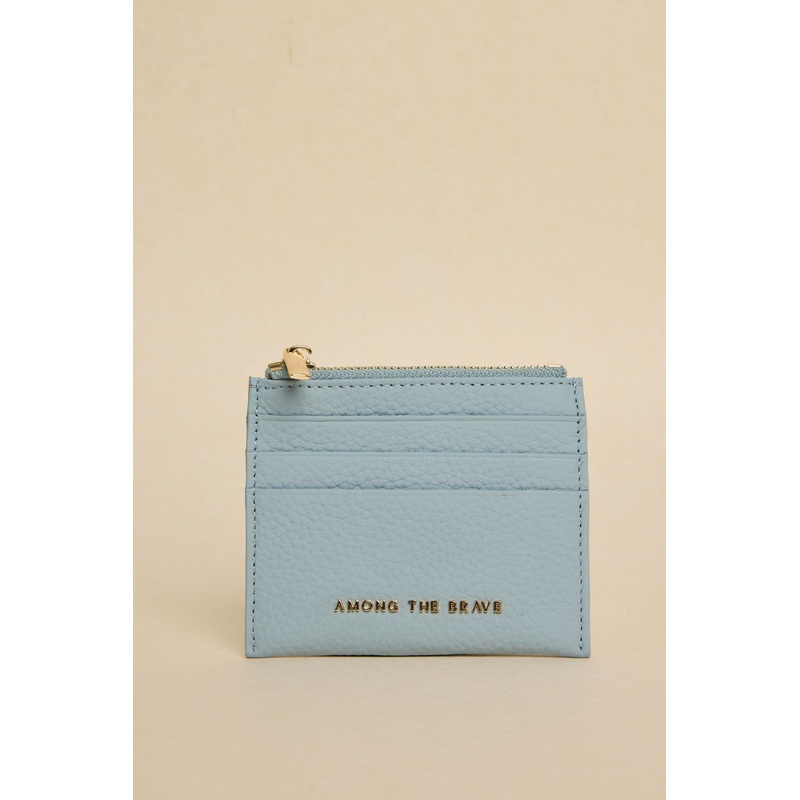 Small Blue Leather Card Holder