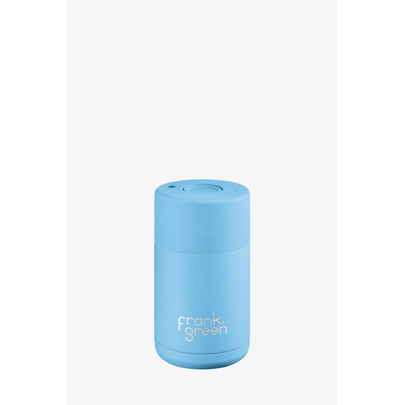 Stainless Steel with Push Button Lid Sky Blue 12oz Ceramic Cup