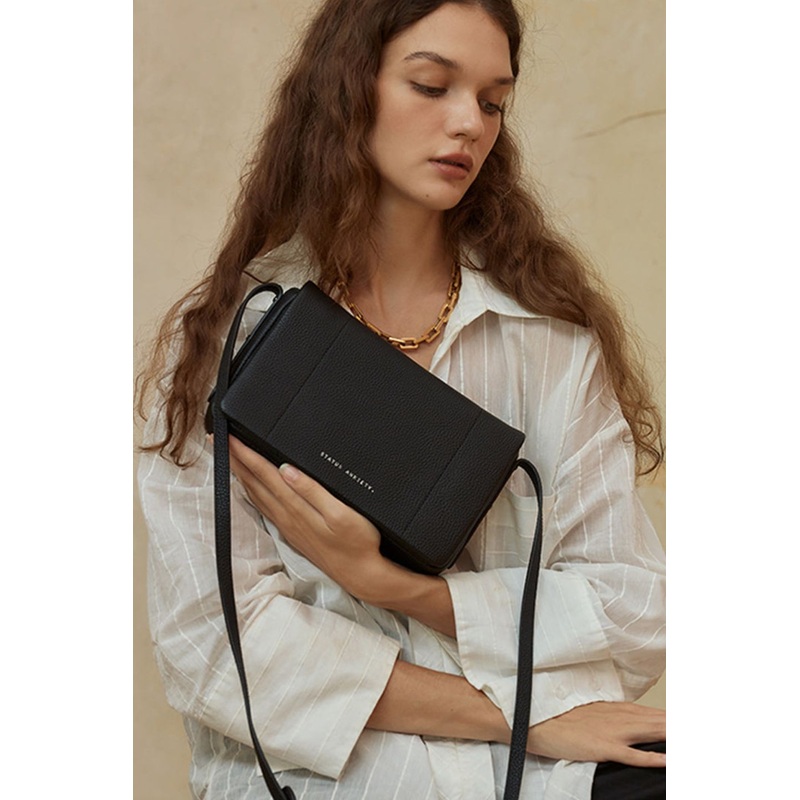 Succumb Shoulder Bag Black Fold Over Side Studs