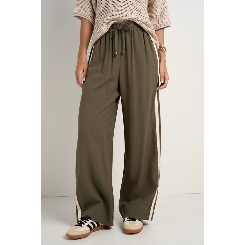 Townie Olive Stripe Side Tape Wide Leg Pants