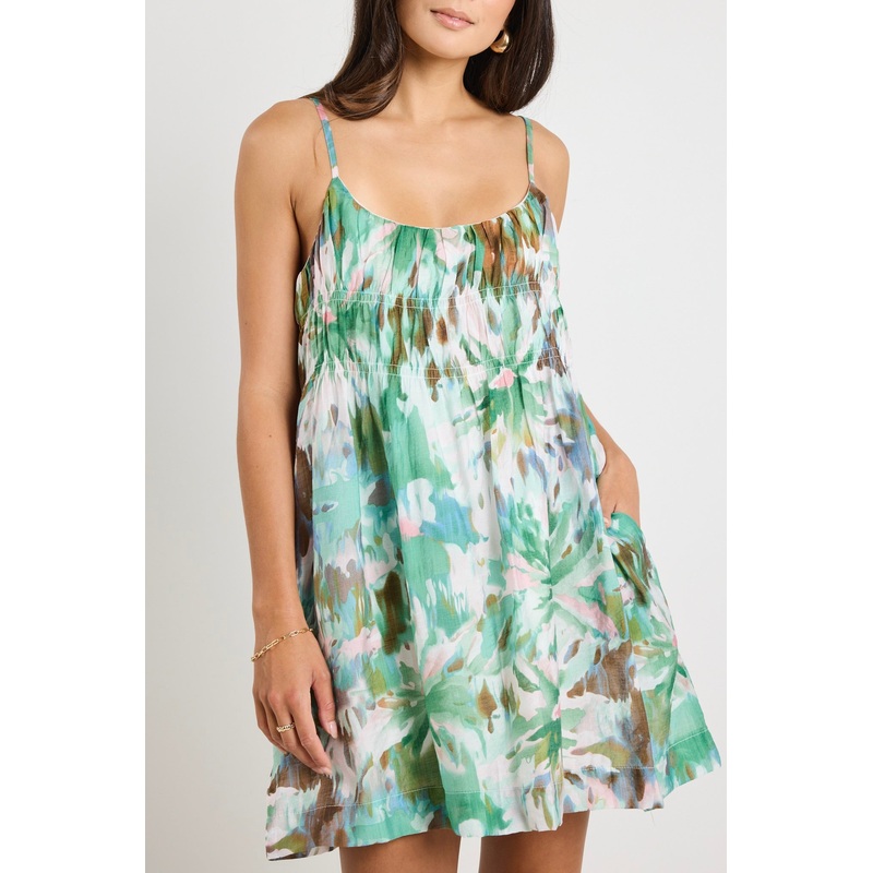 Tropic Jungle Strappy Tiered Mini Dress