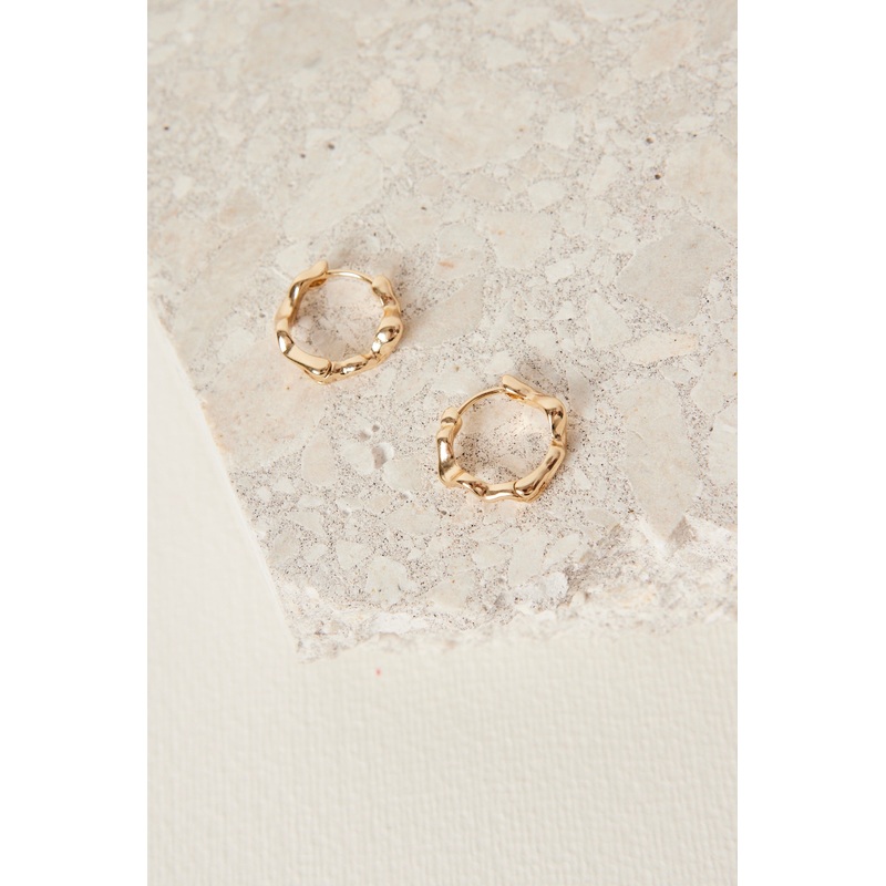 Wavey Hoop Gold Earrings