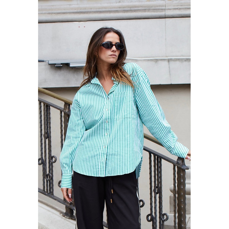 You Got This Green Stripe Poplin Oversized Shirt