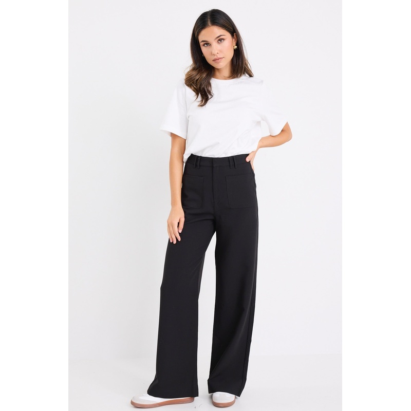Zoey Black Tailored High Rise Wide Leg Pocket Pants
