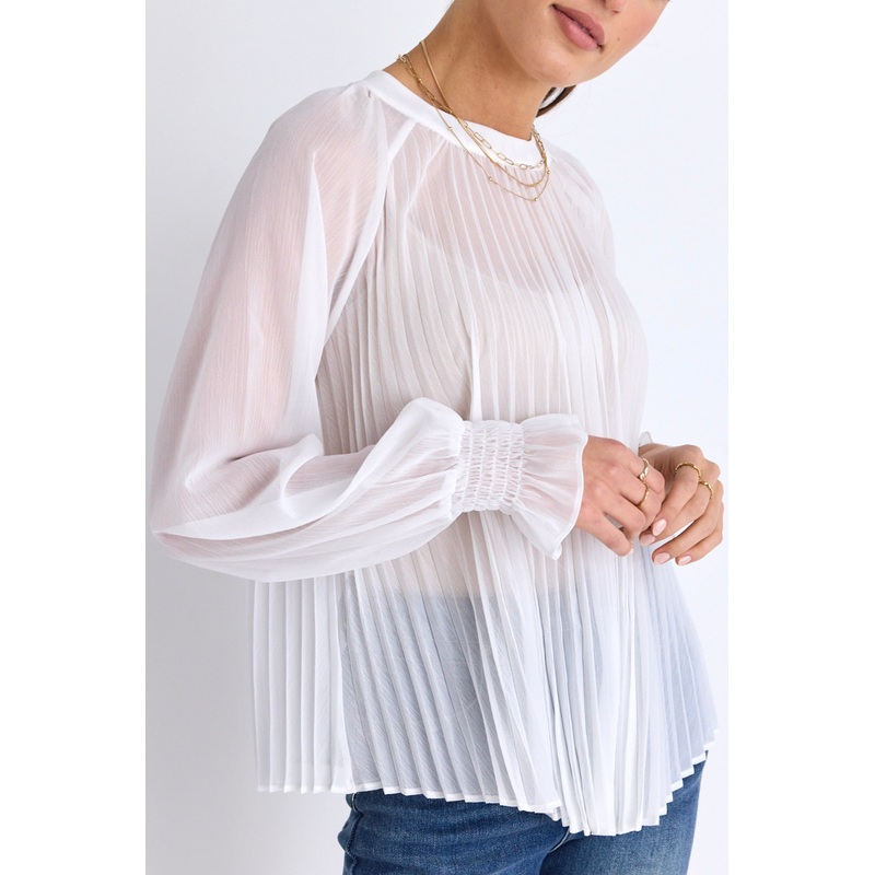 Corral Ivory Sheer Pleated Swing Top