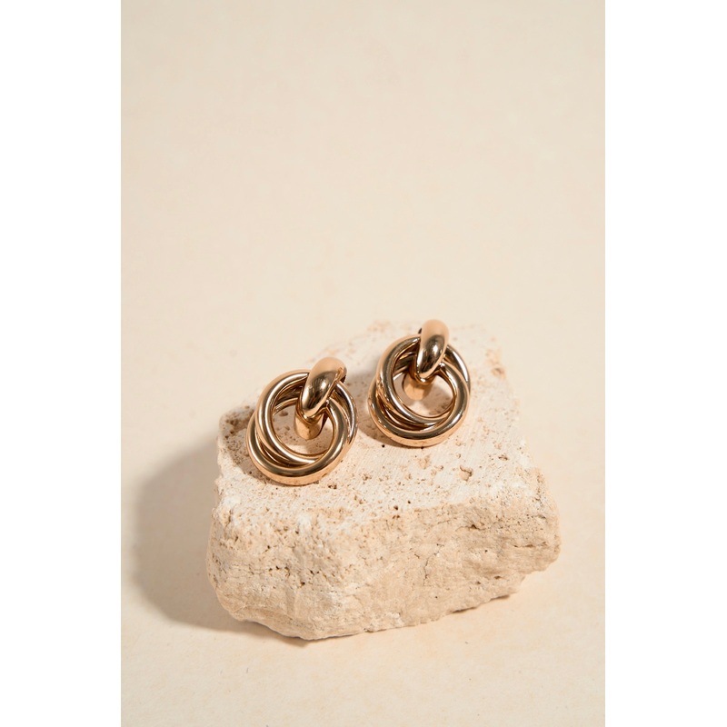 Double Thick Circle Gold Stud Earrings