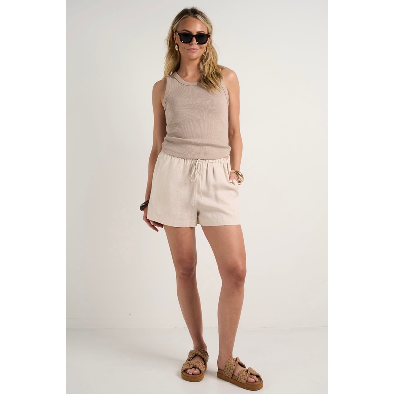 Drift Cream Linen Pull On Shorts