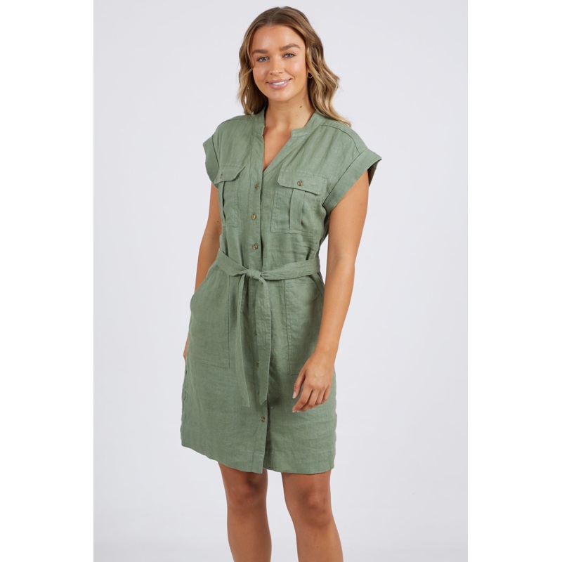 Harlow Khaki Linen Cargo Mini Dress