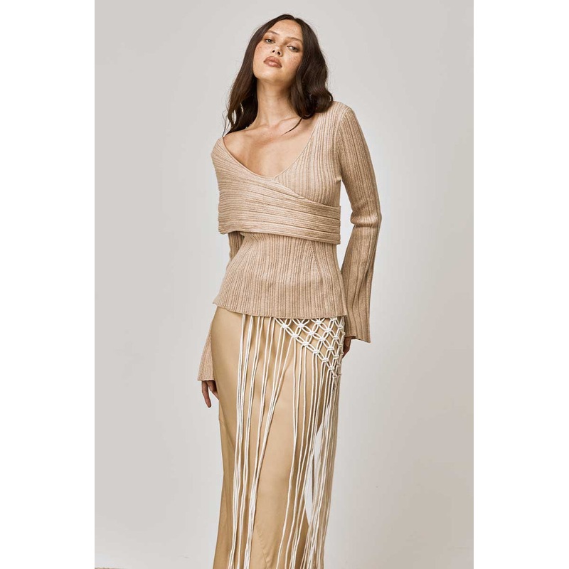 Harlow Natural Off Shoulder Knit Top