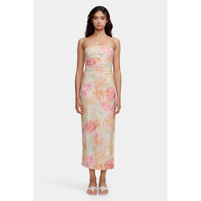 Keke Hazy Bloom Blush Strapless Midi Dress