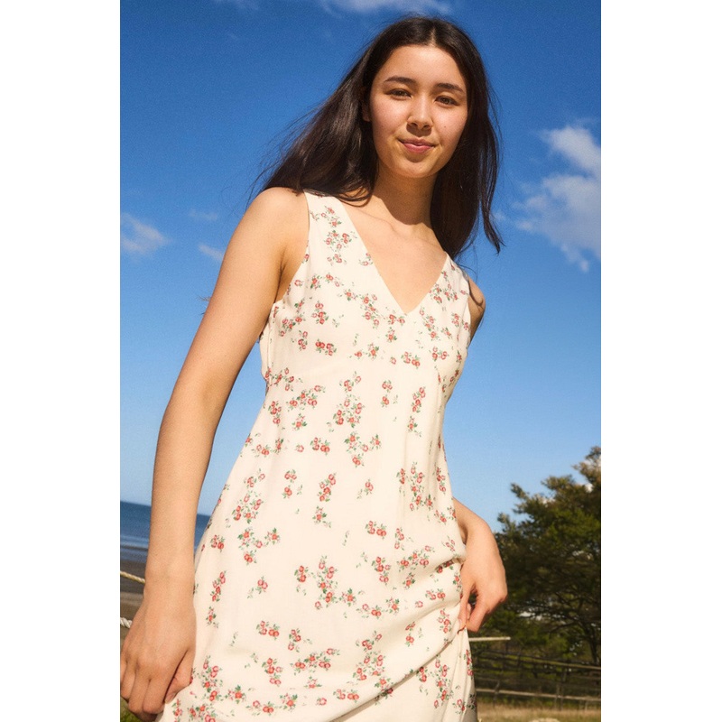 Lalisa Cleo White Multi Floral Midi Dress