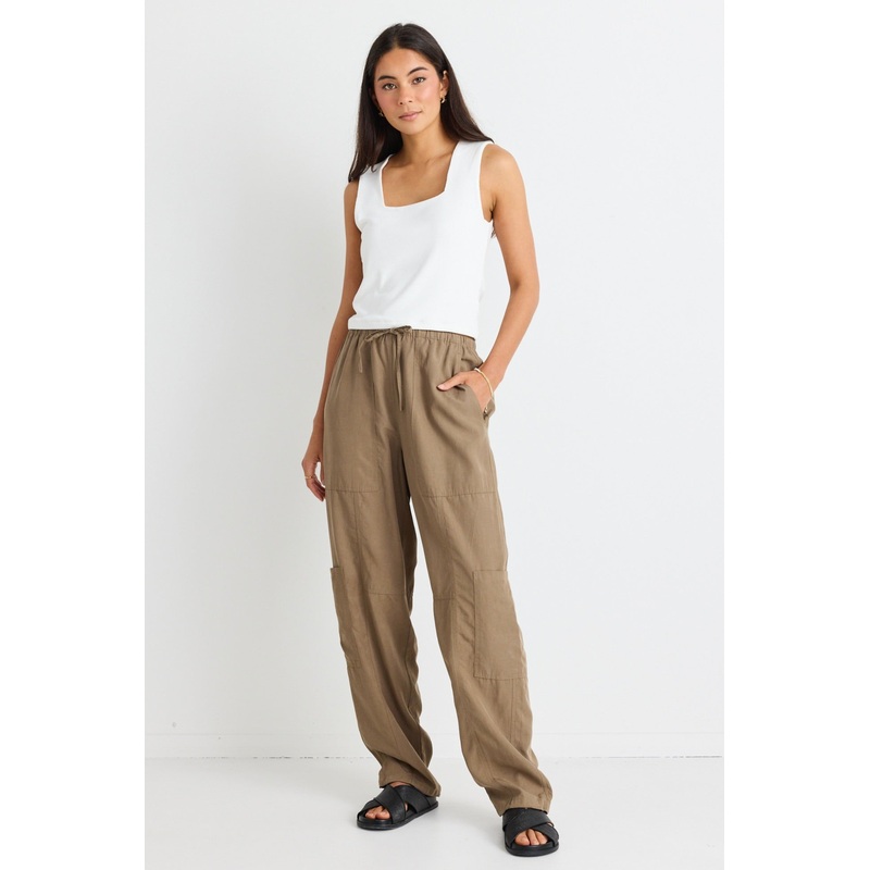 Memoir Khaki Soft Drape Cargo Pants