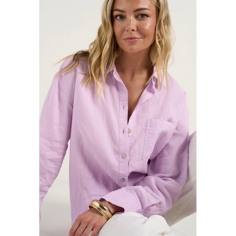 Optimum Lilac Linen Oversized Shirt