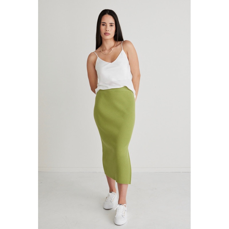 Possibility Green Rib Knit Skirt