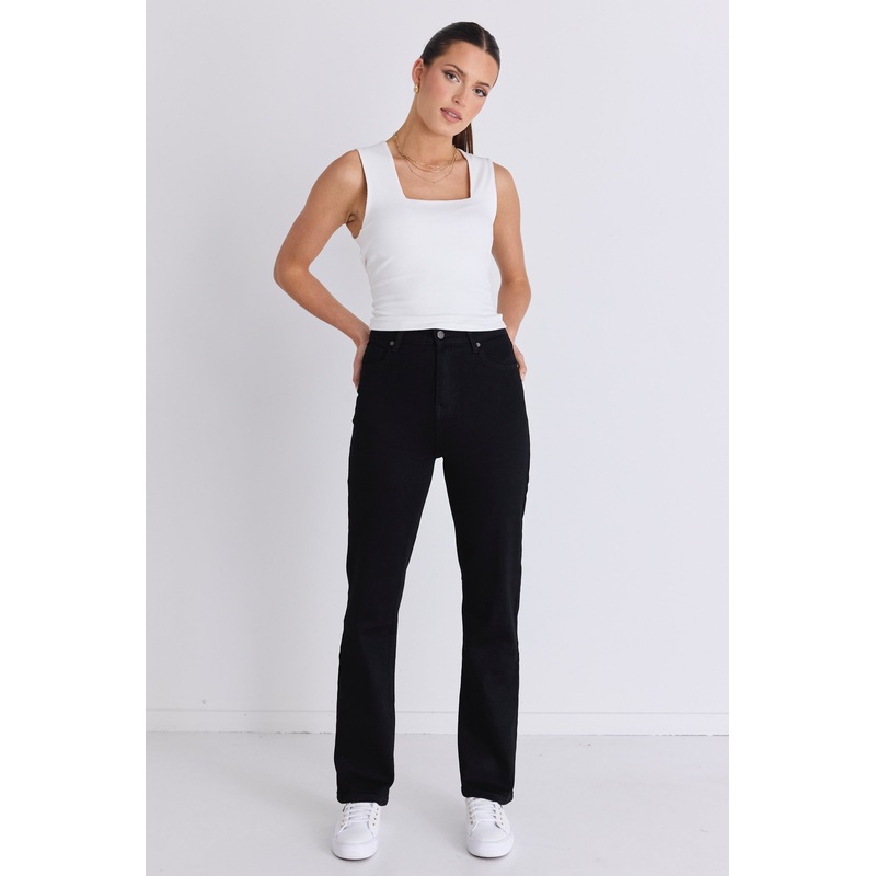 Stadium Black High Rise Straight Super Stretch Jean