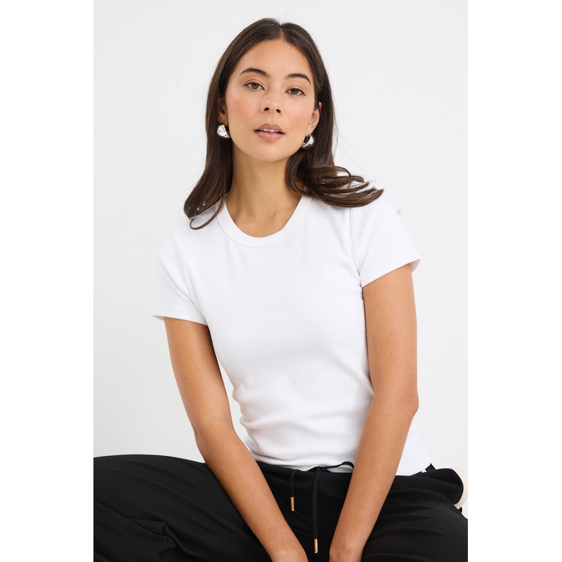 Study Ivory Rib Longer Baby Tee