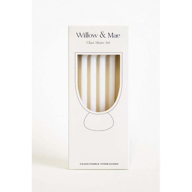 Opaque White Straight Reuseable Pk 4 Glass Drinking Straws