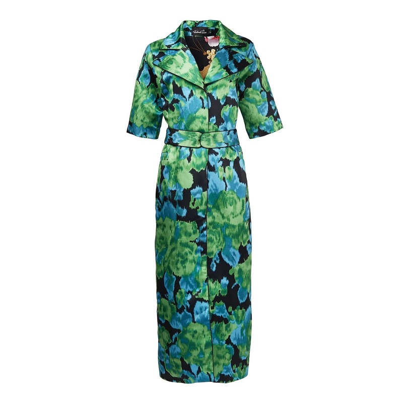 Richard Quinn Green Moire Shirt Dress