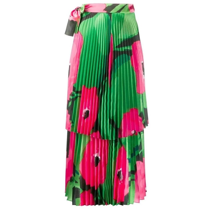 Richard Quinn Poppy Pleated Midi Skirt