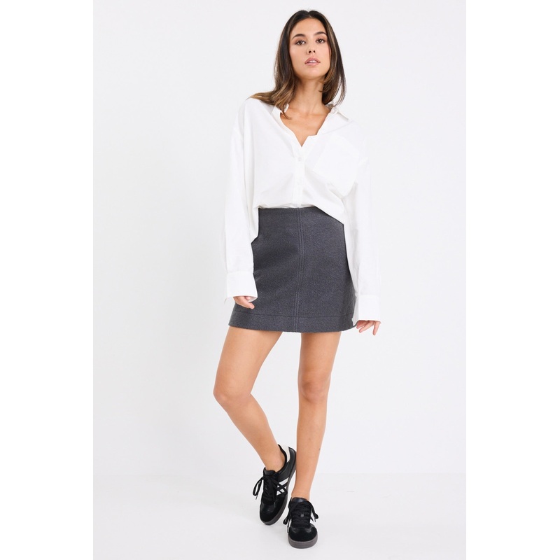 Simmer Charcoal Boucle Mini Skirt