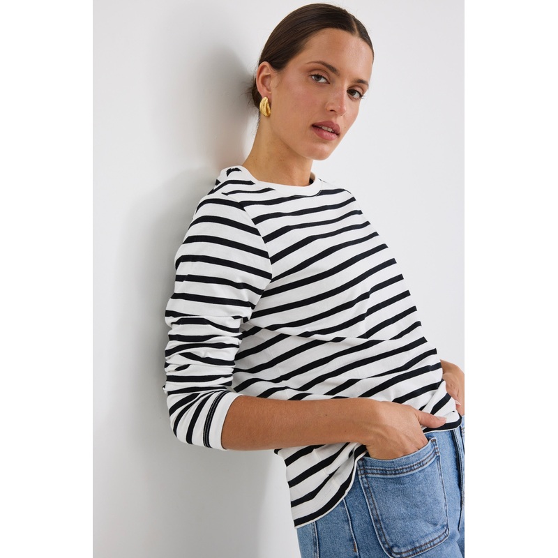 Tether Black White Stripe LS Boxy Tee