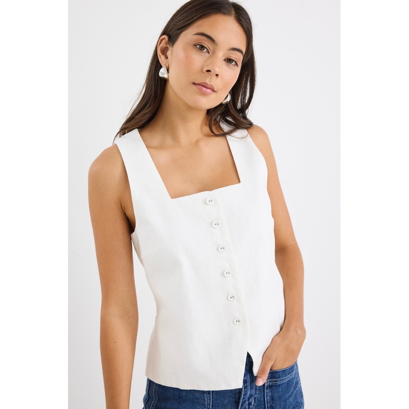 Viaduct Ivory Ramie Sleeveless Vest Top