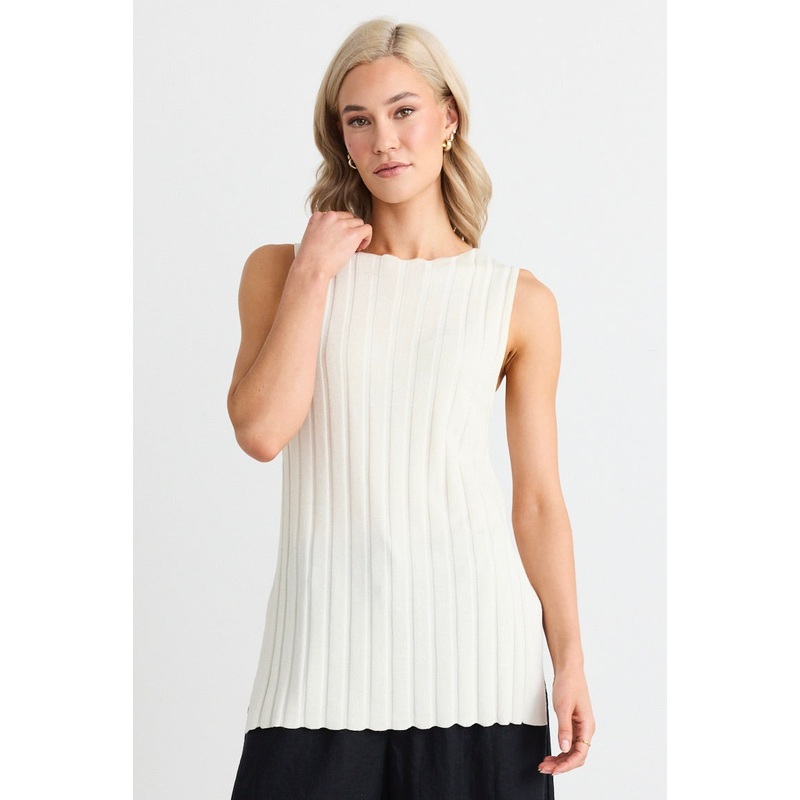 Woodstock Ivory Rib Knit Tank Top