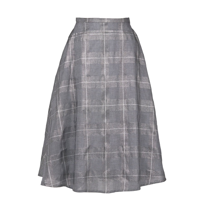 Yufash Checked Metallic A Line Skirt